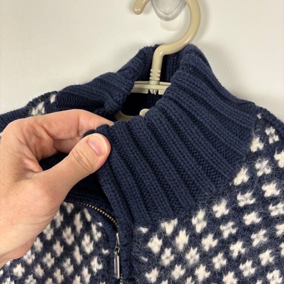 Eddie Bauer Full Zip Cardigan Sweater Large fair isle nordic holiday reindeer - Picture 3 of 8